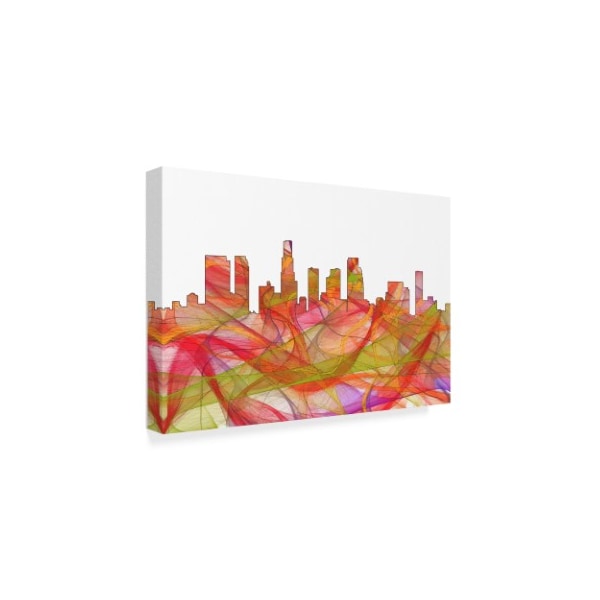 Marlene Watson 'Los Angeles California Skyline Swirl' Canvas Art,16x24